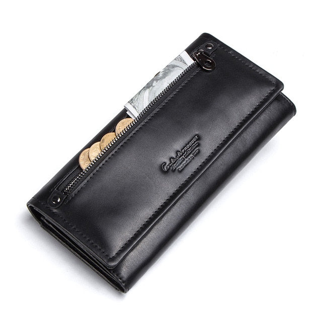 Contact's HOT Genuine Leather Women Wallet High Quality Coin Purse Female Long Clutch Wallet luxury Brand Money Bag Card Holder