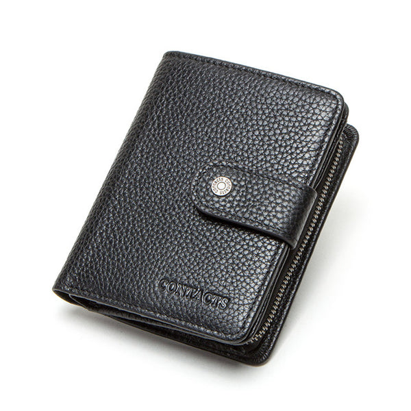 Men's Genuine Leather Wallet Zipper Small Purse Card Holder Man Coin Purse  Man Money Bag