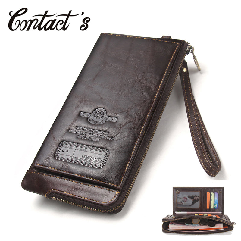 2020 Men Wallet Clutch Genuine Leather Brand Rfid  Wallet Male Organizer Cell Phone Clutch Bag Long Coin Purse Free Engrave