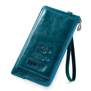 2020 Men Wallet Clutch Genuine Leather Brand Rfid  Wallet Male Organizer Cell Phone Clutch Bag Long Coin Purse Free Engrave