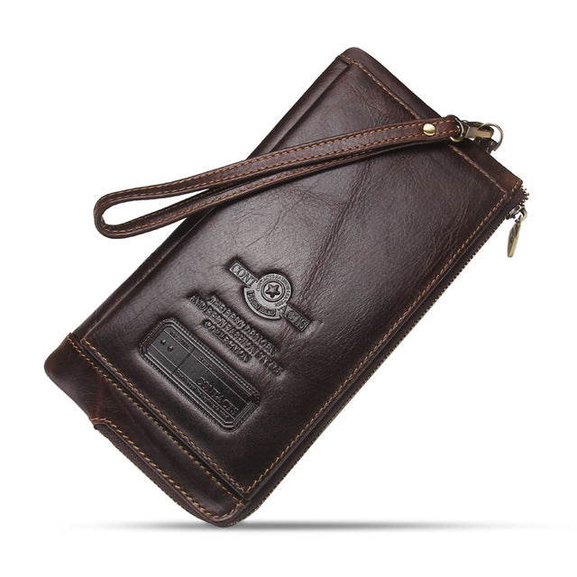 2020 Men Wallet Clutch Genuine Leather Brand Rfid  Wallet Male Organizer Cell Phone Clutch Bag Long Coin Purse Free Engrave