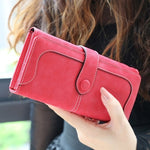 Load image into Gallery viewer, Many Departments Faux Suede Long Wallet Women Matte Leather Lady Purse High Quality Female Wallets Card Holder Clutch Carteras **Engraving not available**
