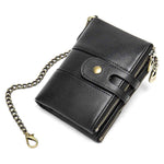 Load image into Gallery viewer, 2020 New Men Wallets Anti-theft Chain Name Engraving Zipper Male Purse 100% Genuine Leather Vintage High Quality Men Wallet
