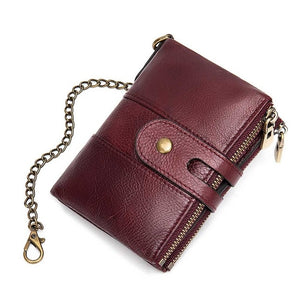 2020 New Men Wallets Anti-theft Chain Name Engraving Zipper Male Purse 100% Genuine Leather Vintage High Quality Men Wallet