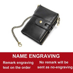 Load image into Gallery viewer, 2020 New Men Wallets Anti-theft Chain Name Engraving Zipper Male Purse 100% Genuine Leather Vintage High Quality Men Wallet
