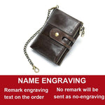 Load image into Gallery viewer, 2020 New Men Wallets Anti-theft Chain Name Engraving Zipper Male Purse 100% Genuine Leather Vintage High Quality Men Wallet
