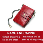 Load image into Gallery viewer, 2020 New Men Wallets Anti-theft Chain Name Engraving Zipper Male Purse 100% Genuine Leather Vintage High Quality Men Wallet
