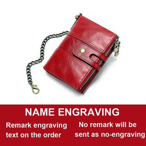 2020 New Men Wallets Anti-theft Chain Name Engraving Zipper Male Purse 100% Genuine Leather Vintage High Quality Men Wallet