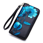 Load image into Gallery viewer, Flower Genuine Leather Women&#39;s Wallet Female Long Walet Women Carteira Lady Clutch Money Bag Coin Purse Cartera Mujer Portomonee**Engraving not available**
